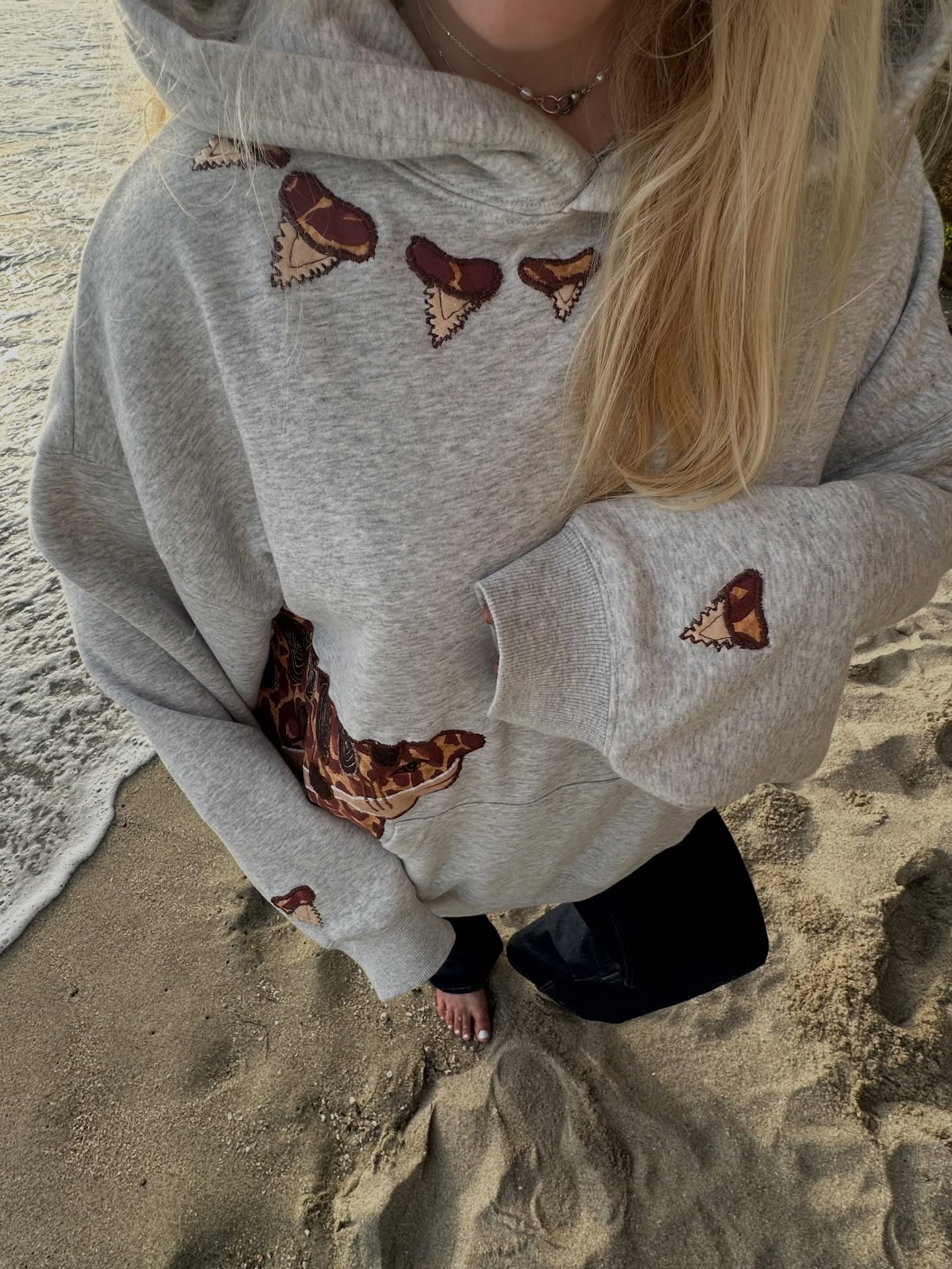 Leopard Shark Embroidered Hoodie