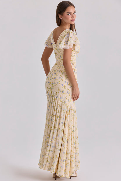 Dreamy Lemon Floral Maxi Dress