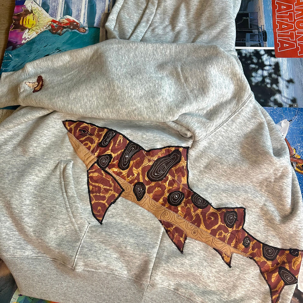 Leopard Shark Embroidered Hoodie